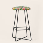 Palm Life, tropical palm leaves, banana palm, Hollywood Regency, green, pinks Stool Gallery Image 1