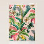 Palm Life, tropical palm leaves, banana palm, Hollywood Regency, green, pinks Stationery Card Gallery Image 2