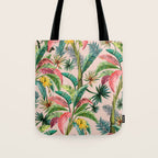 Palm Life, tropical palm leaves, banana palm, Hollywood Regency, green, pinks Tote Bag Gallery Image 1