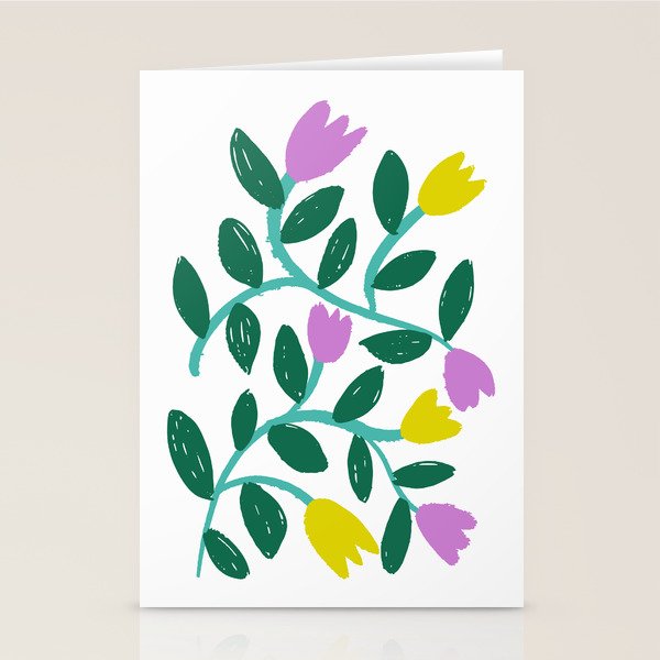 Simple Floral - Green, Very Peri and Yellow Stationery Card Gallery Image 2