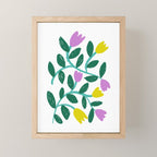 Simple Floral - Green, Very Peri and Yellow Mini Art Print Gallery Image 1