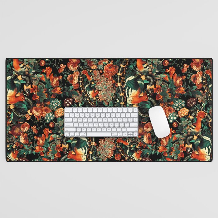 Birds and Snake Floral Pattern Desk Mat Gallery Image 1