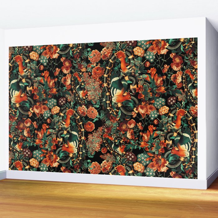 Birds and Snake Floral Pattern Wall Mural Gallery Image 2