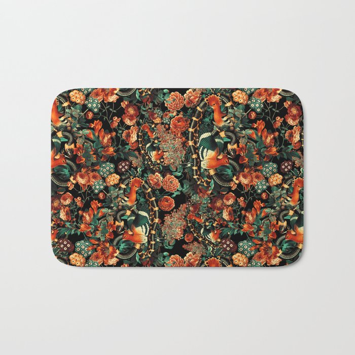 Birds and Snake Floral Pattern Bath Mat Gallery Image 1
