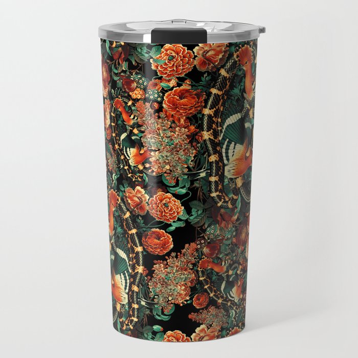 Birds and Snake Floral Pattern Travel Mug Gallery Image 1