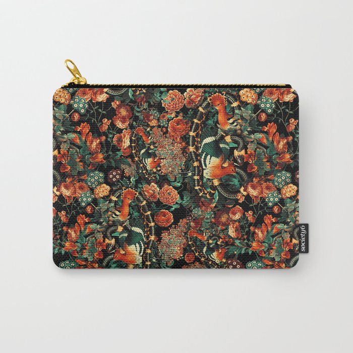 Birds and Snake Floral Pattern Carry All Pouch Gallery Image 1