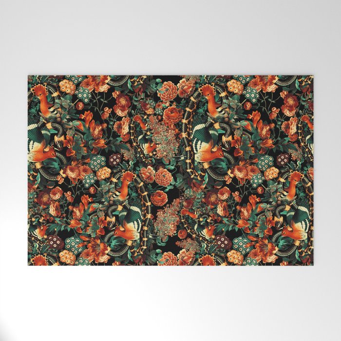 Birds and Snake Floral Pattern Welcome Mat Gallery Image 1