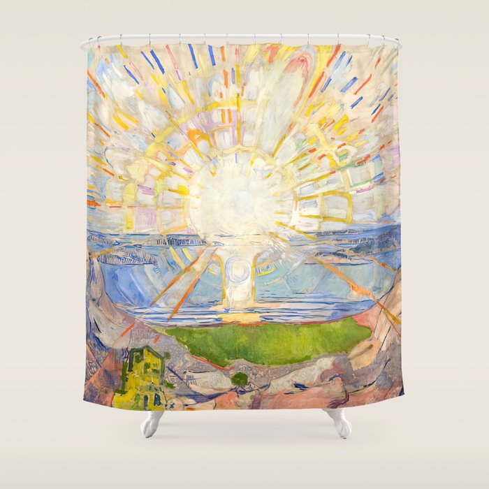 Edvard Munch the sun enhanced with artificial intelligence Shower Curtain Gallery Image 1