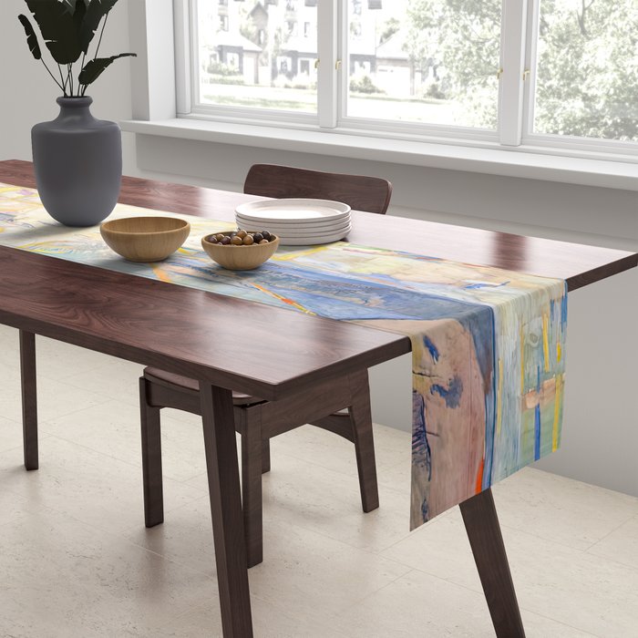 Edvard Munch the sun enhanced with artificial intelligence Table Runner Gallery Image 2