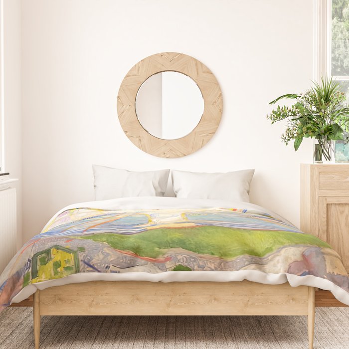 Edvard Munch the sun enhanced with artificial intelligence Duvet Cover Gallery Image 3