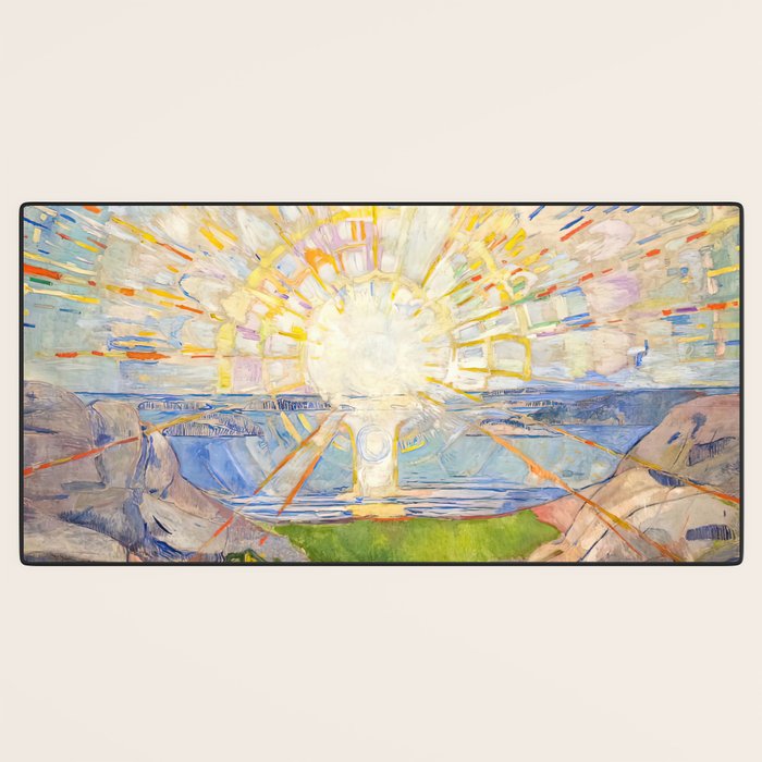 Edvard Munch the sun enhanced with artificial intelligence Desk Mat Gallery Image 3