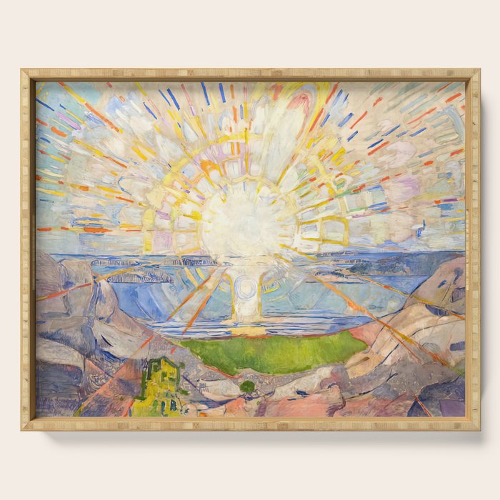 Edvard Munch the sun enhanced with artificial intelligence Serving Tray Gallery Image 1