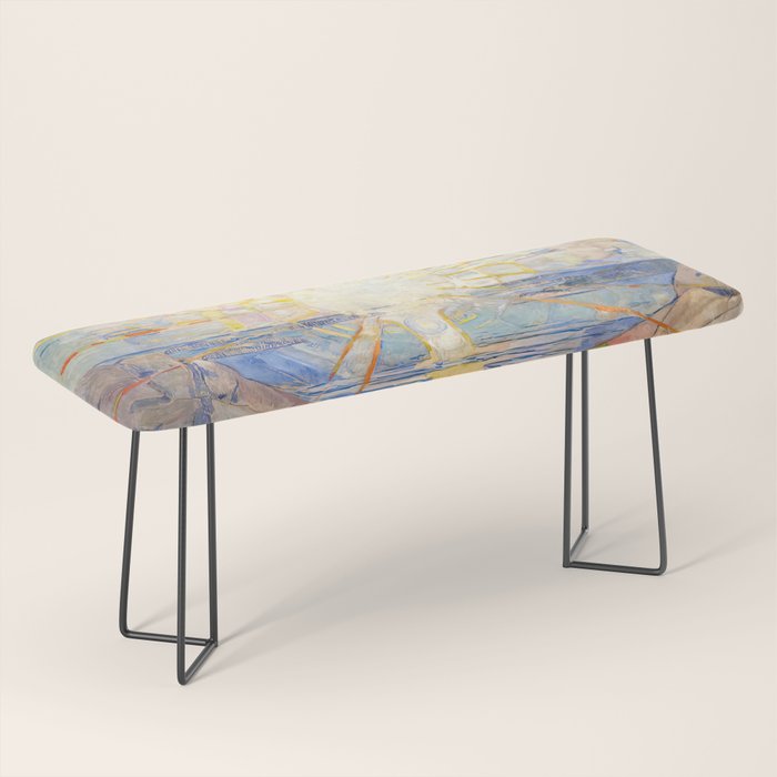 Edvard Munch the sun enhanced with artificial intelligence Bench Gallery Image 1