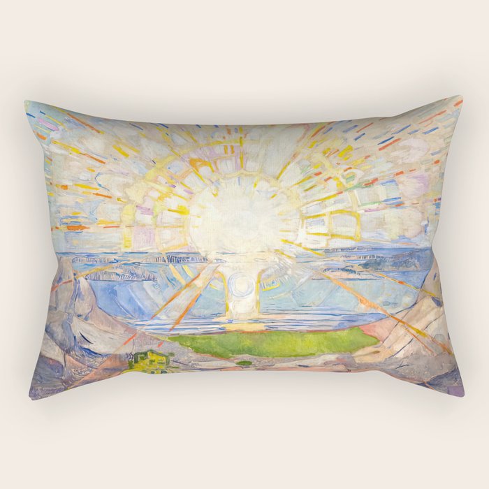 Edvard Munch the sun enhanced with artificial intelligence Rectangular Pillow Gallery Image 1