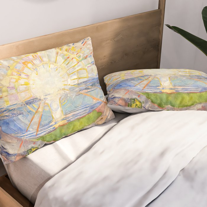 Edvard Munch the sun enhanced with artificial intelligence Pillow Sham Gallery Image 2