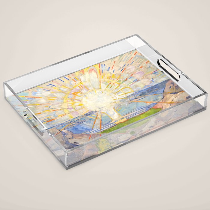 Edvard Munch the sun enhanced with artificial intelligence Acrylic Tray Gallery Image 1