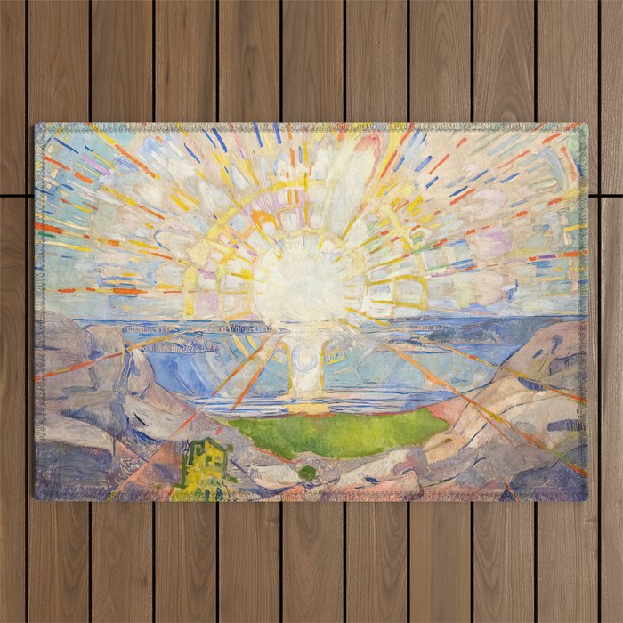 Edvard Munch the sun enhanced with artificial intelligence Outdoor Rug Gallery Image 1