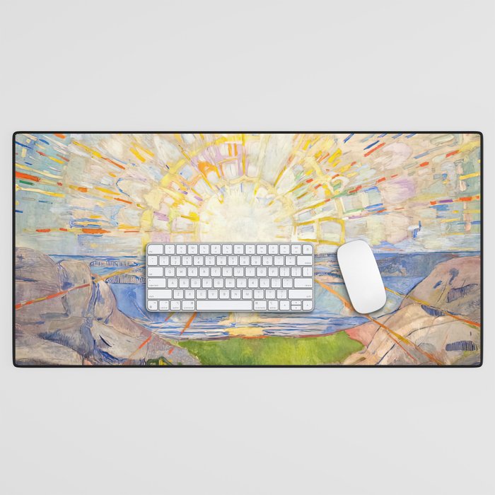 Edvard Munch the sun enhanced with artificial intelligence Desk Mat Gallery Image 1