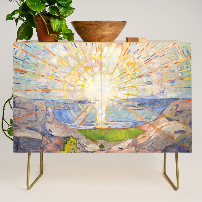 Edvard Munch the sun enhanced with artificial intelligence Credenza Gallery Image 1