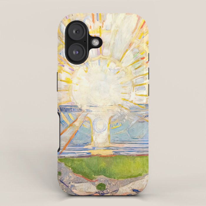 Edvard Munch the sun enhanced with artificial intelligence iPhone Case Gallery Image 1