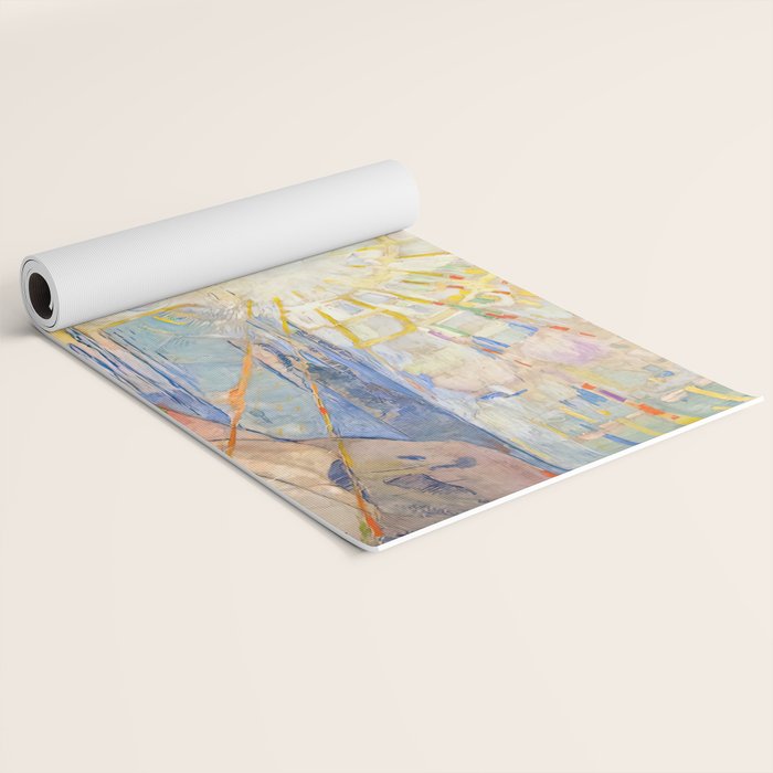 Edvard Munch the sun enhanced with artificial intelligence Yoga Mat Gallery Image 2