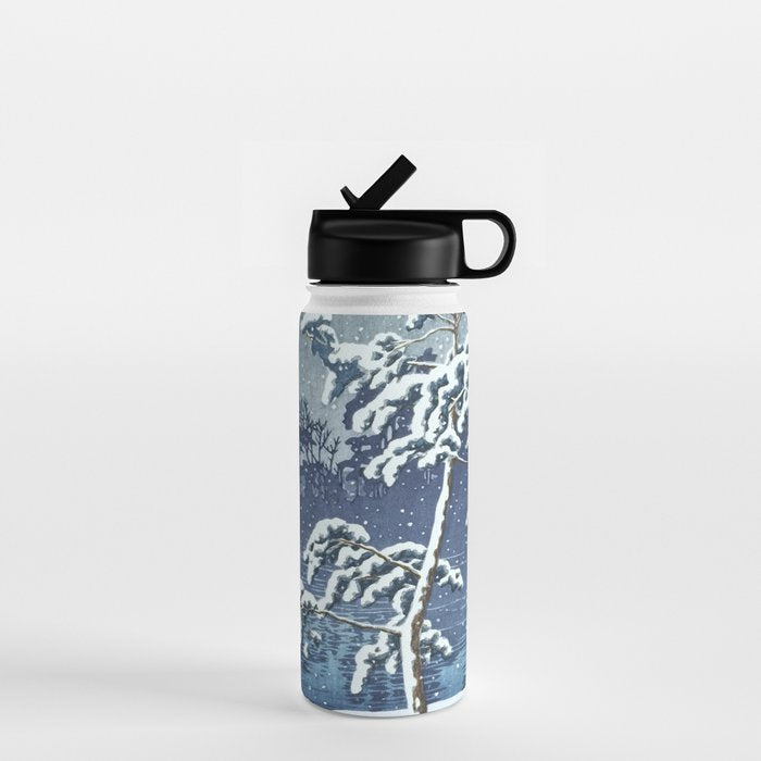Hasui Kawase, Senzoku Pond In Snow - Vintage Japanese Woodblock Print Art Water Bottle Gallery Image 1