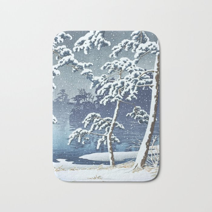 Hasui Kawase, Senzoku Pond In Snow - Vintage Japanese Woodblock Print Art Bath Mat Gallery Image 1
