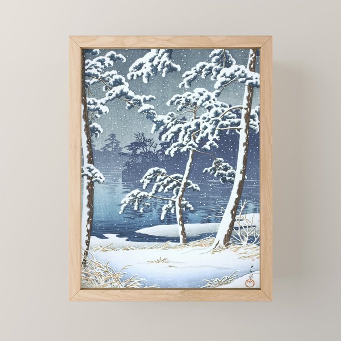 Hasui Kawase, Senzoku Pond In Snow - Vintage Japanese Woodblock Print Art Mini Art Print Gallery Image 1