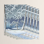 Hasui Kawase, Senzoku Pond In Snow - Vintage Japanese Woodblock Print Art Wrapping Paper Gallery Image 3