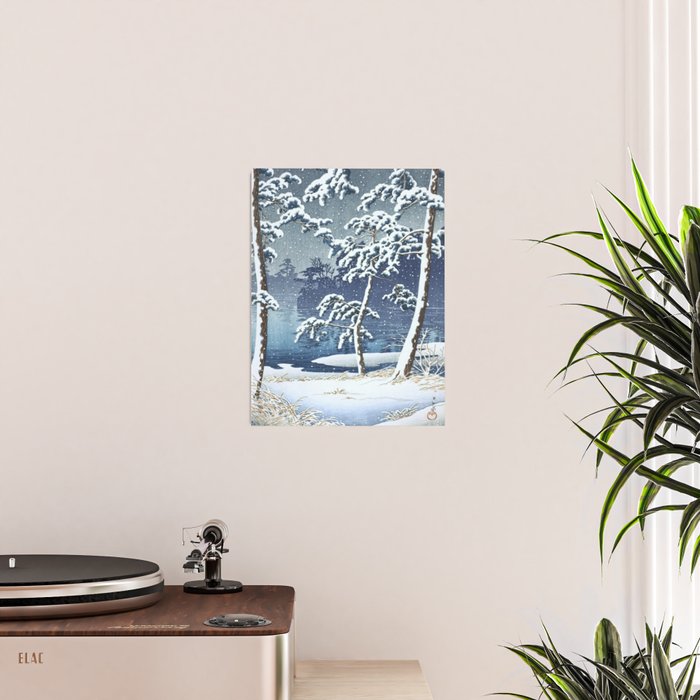Hasui Kawase, Senzoku Pond In Snow - Vintage Japanese Woodblock Print Art Poster Gallery Image 2