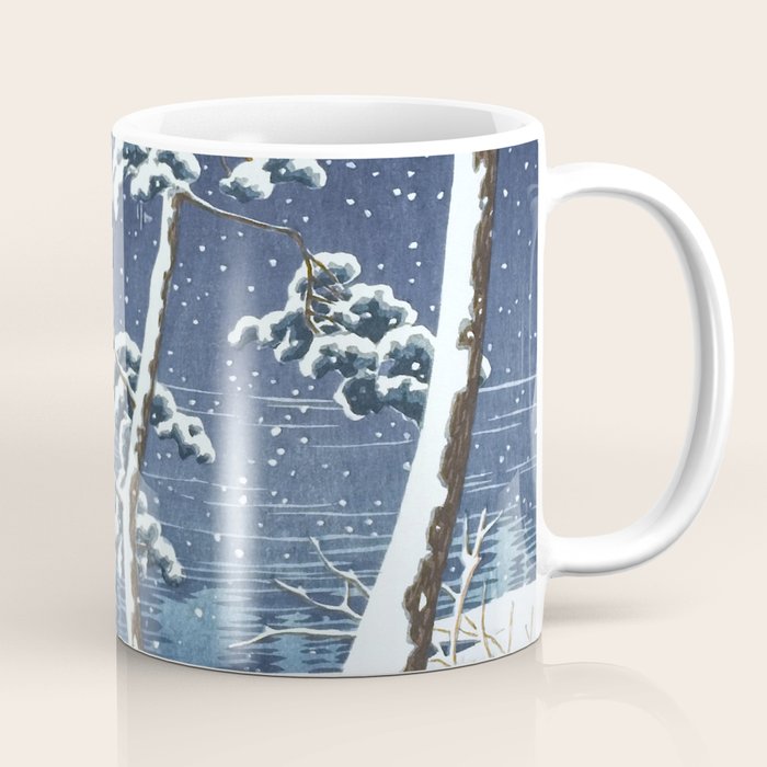 Hasui Kawase, Senzoku Pond In Snow - Vintage Japanese Woodblock Print Art Coffee Mug Gallery Image 1
