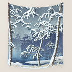 Hasui Kawase, Senzoku Pond In Snow - Vintage Japanese Woodblock Print Art Wall Tapestry Gallery Image 4