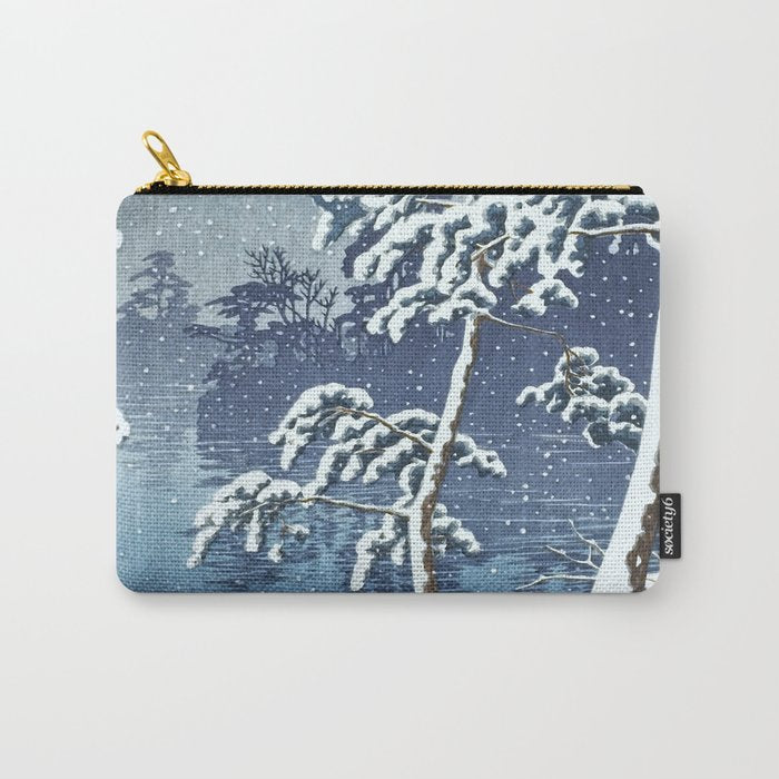 Hasui Kawase, Senzoku Pond In Snow - Vintage Japanese Woodblock Print Art Carry All Pouch Gallery Image 1