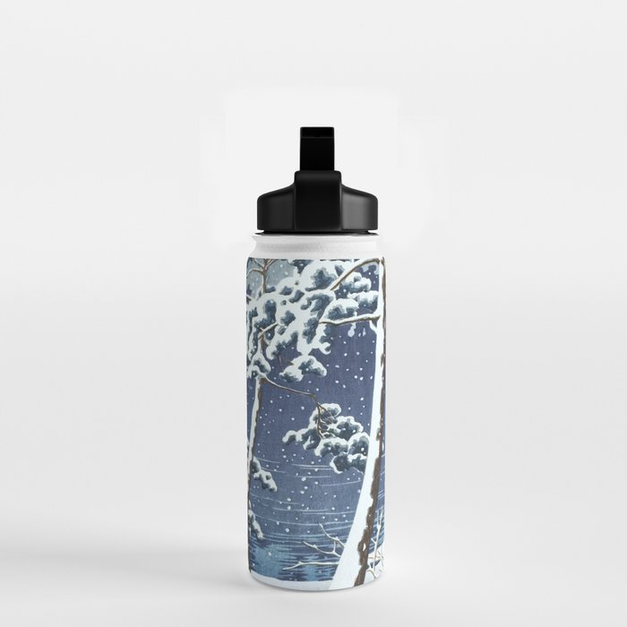Hasui Kawase, Senzoku Pond In Snow - Vintage Japanese Woodblock Print Art Water Bottle Gallery Image 2