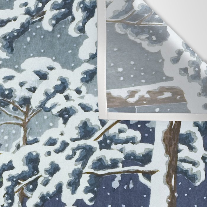 Hasui Kawase, Senzoku Pond In Snow - Vintage Japanese Woodblock Print Art Wall Tapestry Gallery Image 3