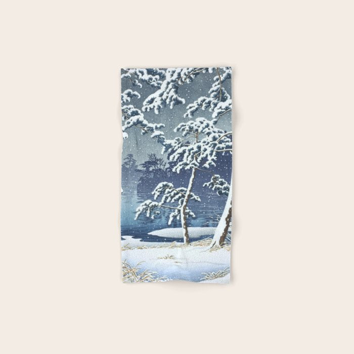 Hasui Kawase, Senzoku Pond In Snow - Vintage Japanese Woodblock Print Art Bath Towel Gallery Image 1