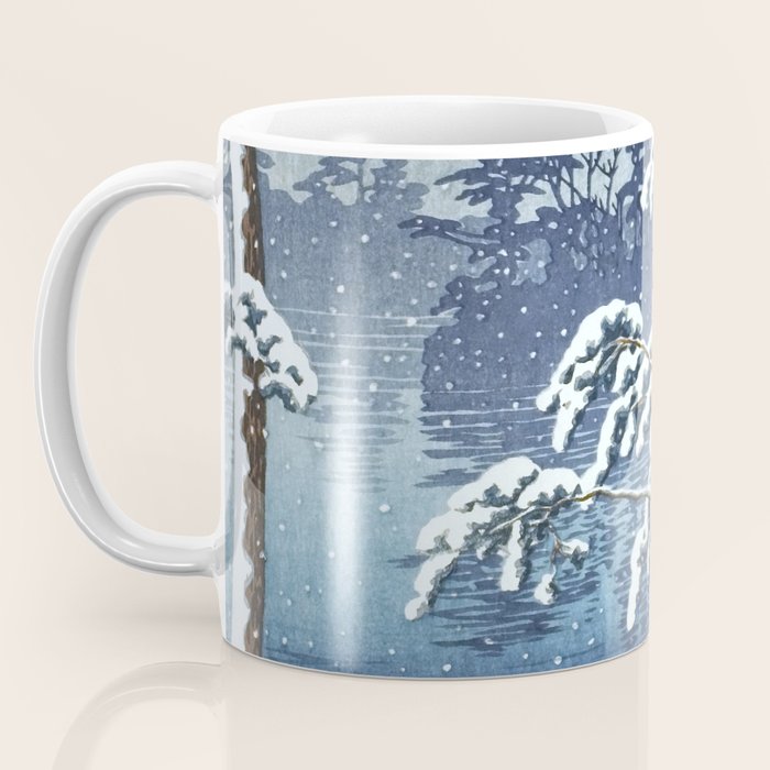 Hasui Kawase, Senzoku Pond In Snow - Vintage Japanese Woodblock Print Art Coffee Mug Gallery Image 3