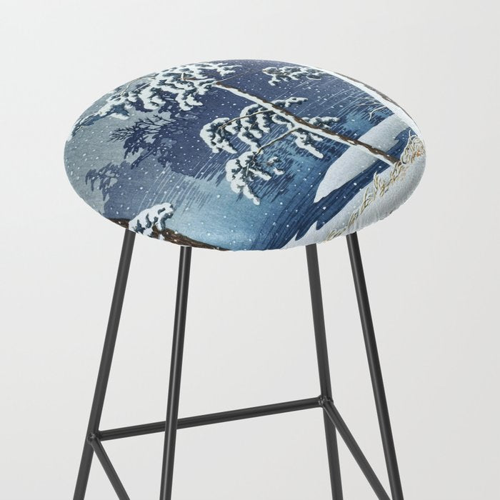 Hasui Kawase, Senzoku Pond In Snow - Vintage Japanese Woodblock Print Art Stool Gallery Image 2