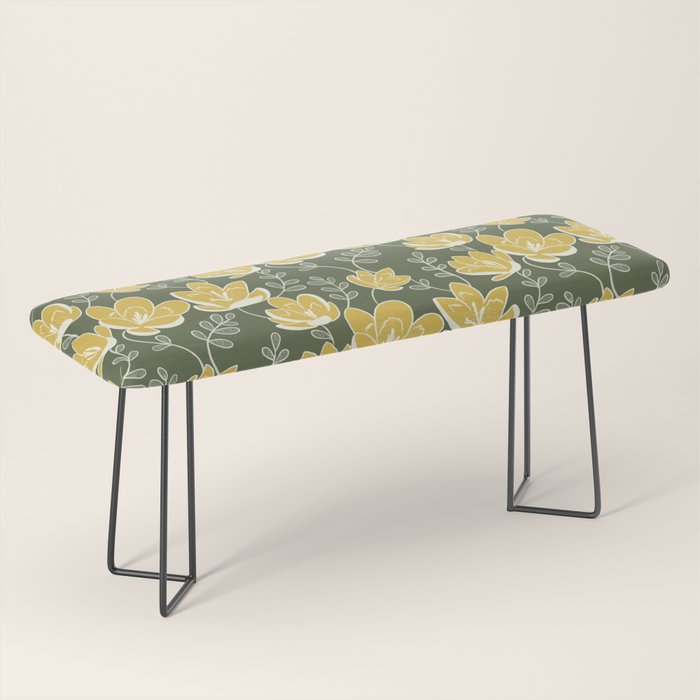Gold on Green Blooms Bench Gallery Image 1