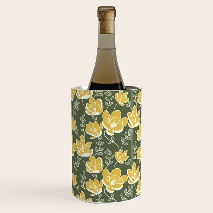 Gold on Green Blooms Wine Chiller Gallery Image 1
