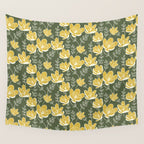 Gold on Green Blooms Wall Tapestry Gallery Image 4
