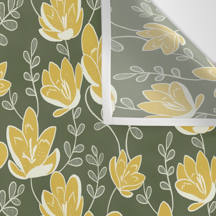 Gold on Green Blooms Wall Tapestry Gallery Image 3