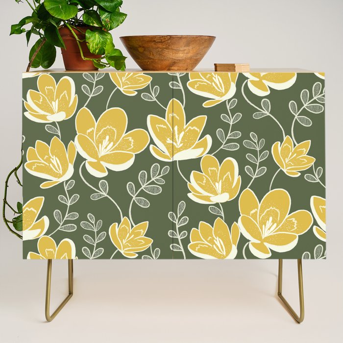Gold on Green Blooms Credenza Gallery Image 1