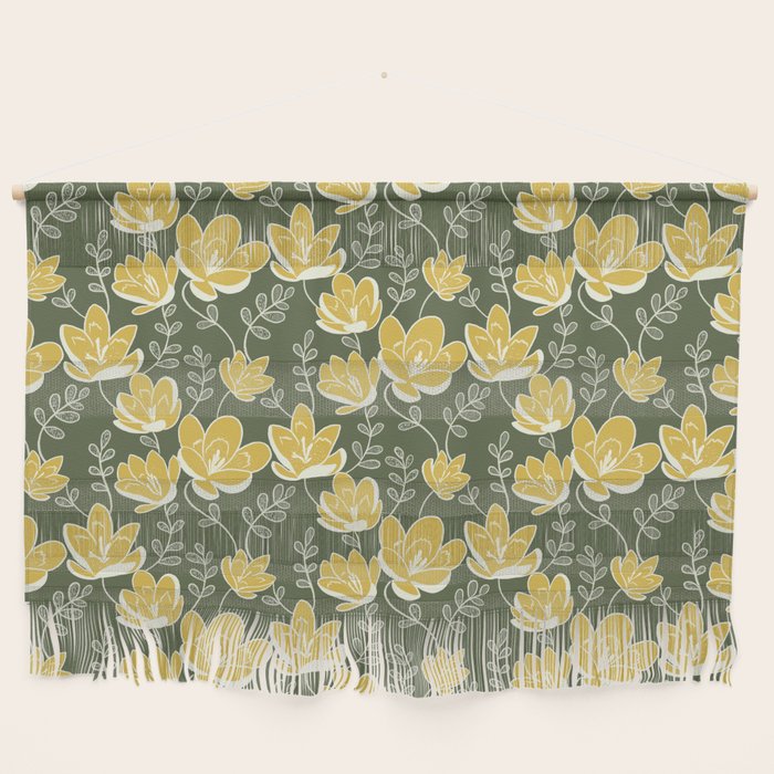 Gold on Green Blooms Wall Hanging Gallery Image 1