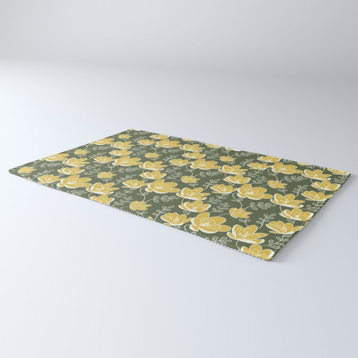 Gold on Green Blooms Rug Gallery Image 3