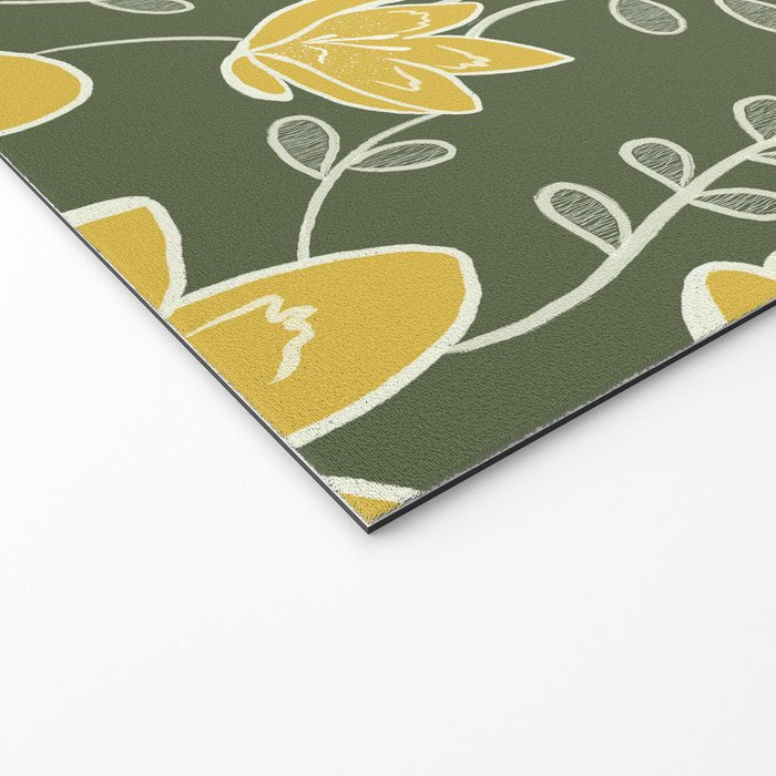 Gold on Green Blooms Welcome Mat Gallery Image 2