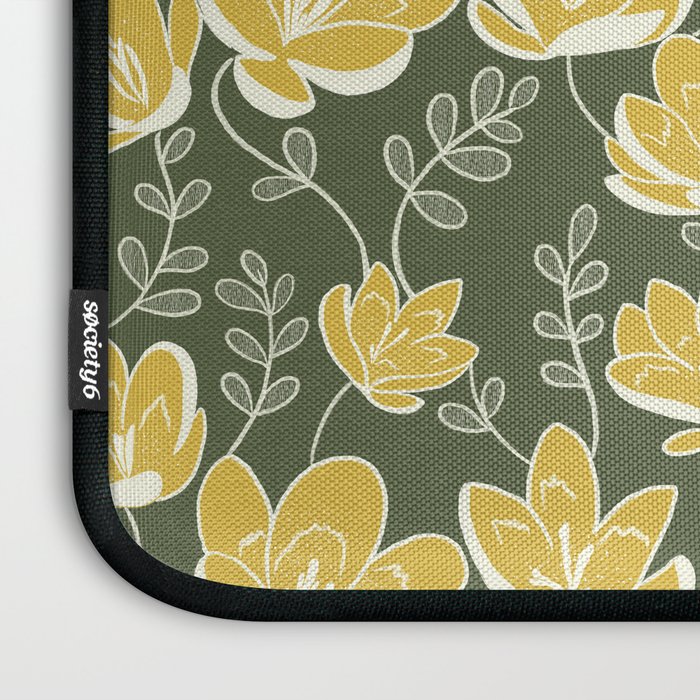 Gold on Green Blooms Laptop Sleeve Gallery Image 3