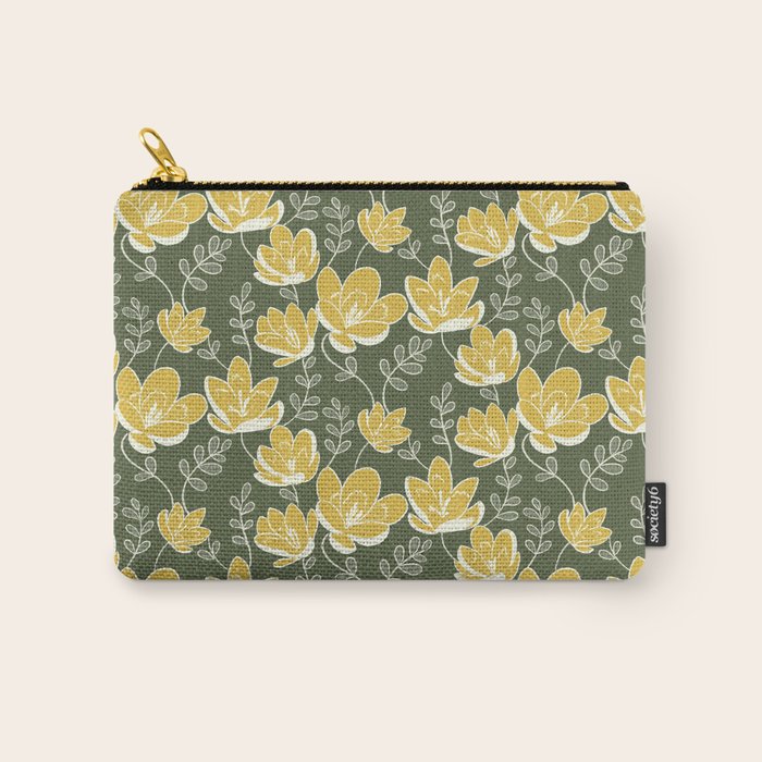 Gold on Green Blooms Carry All Pouch Gallery Image 1