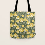 Gold on Green Blooms Tote Bag Gallery Image 1