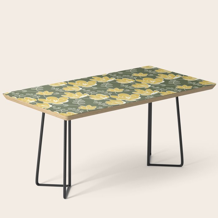 Gold on Green Blooms Coffee Table Gallery Image 1